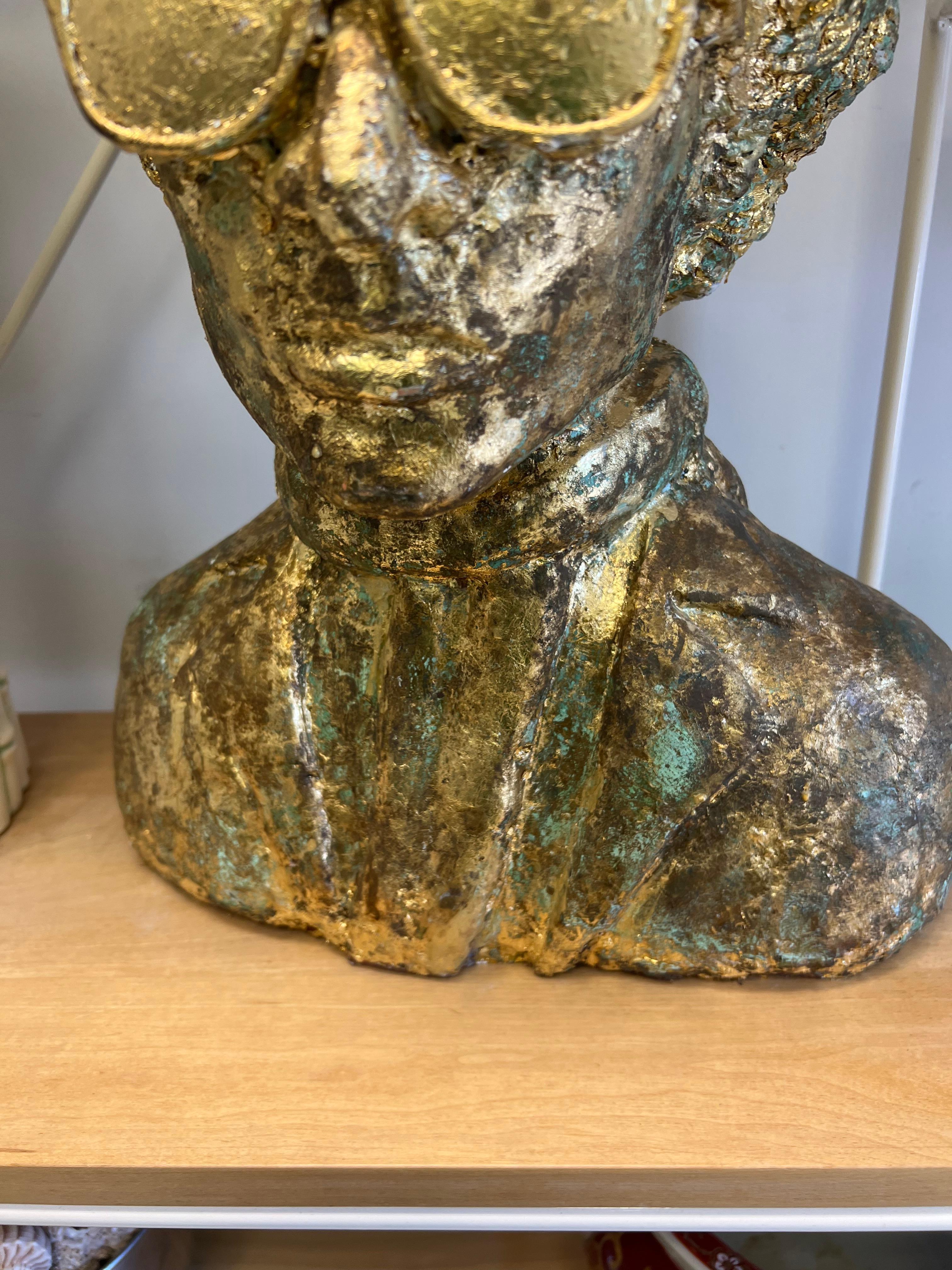 Vintage Folk Art Bob Dylan Bust In Good Condition For Sale In Charleston, SC