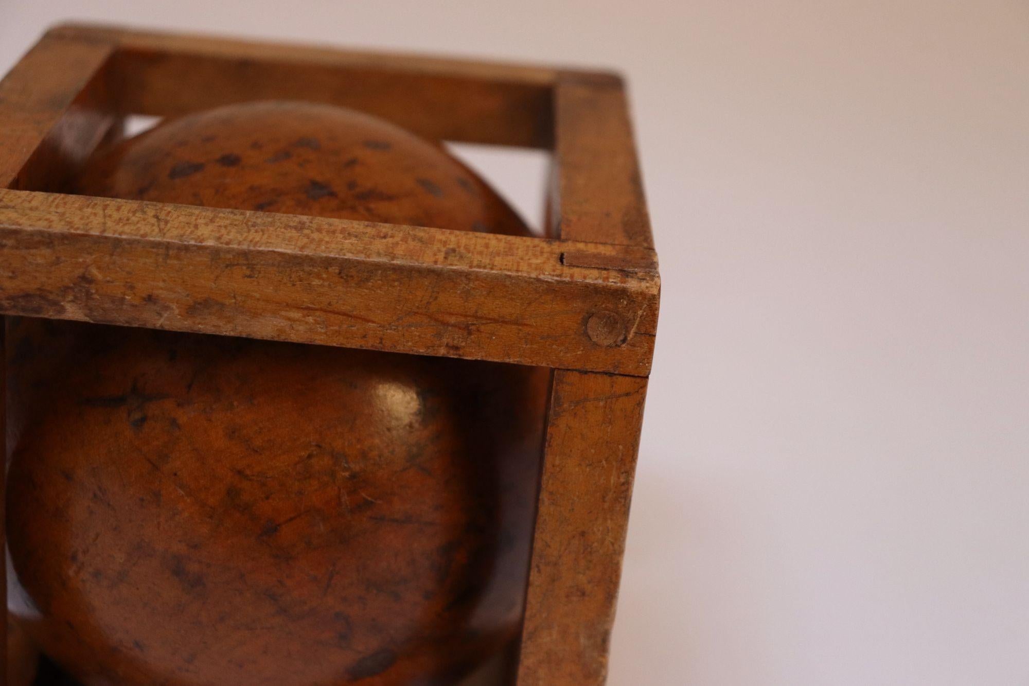Vintage Folk Art Carved 'Ball in Cage' Whimsy 6