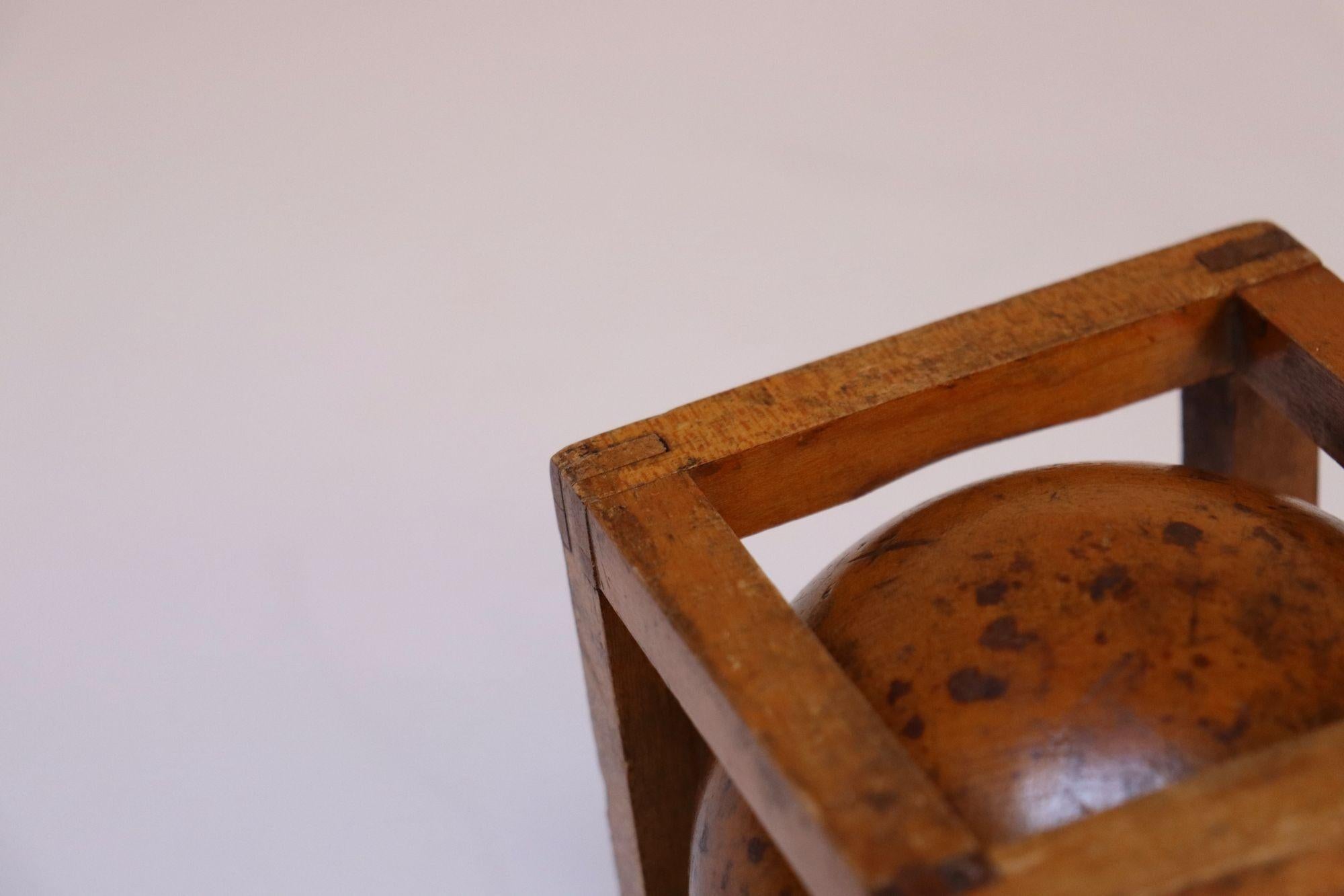 Vintage Folk Art Carved 'Ball in Cage' Whimsy 9
