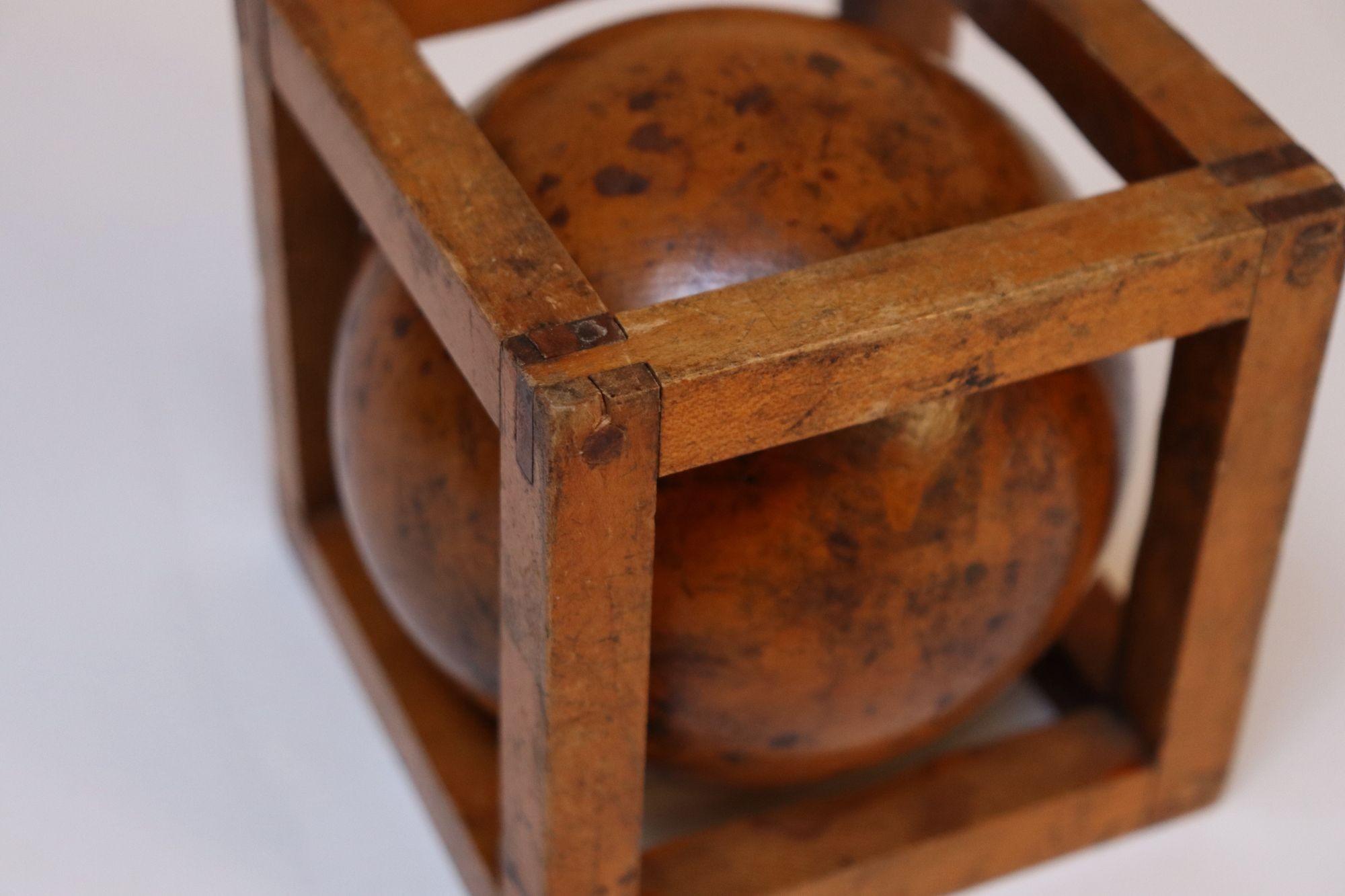 Vintage Folk Art Carved 'Ball in Cage' Whimsy 10