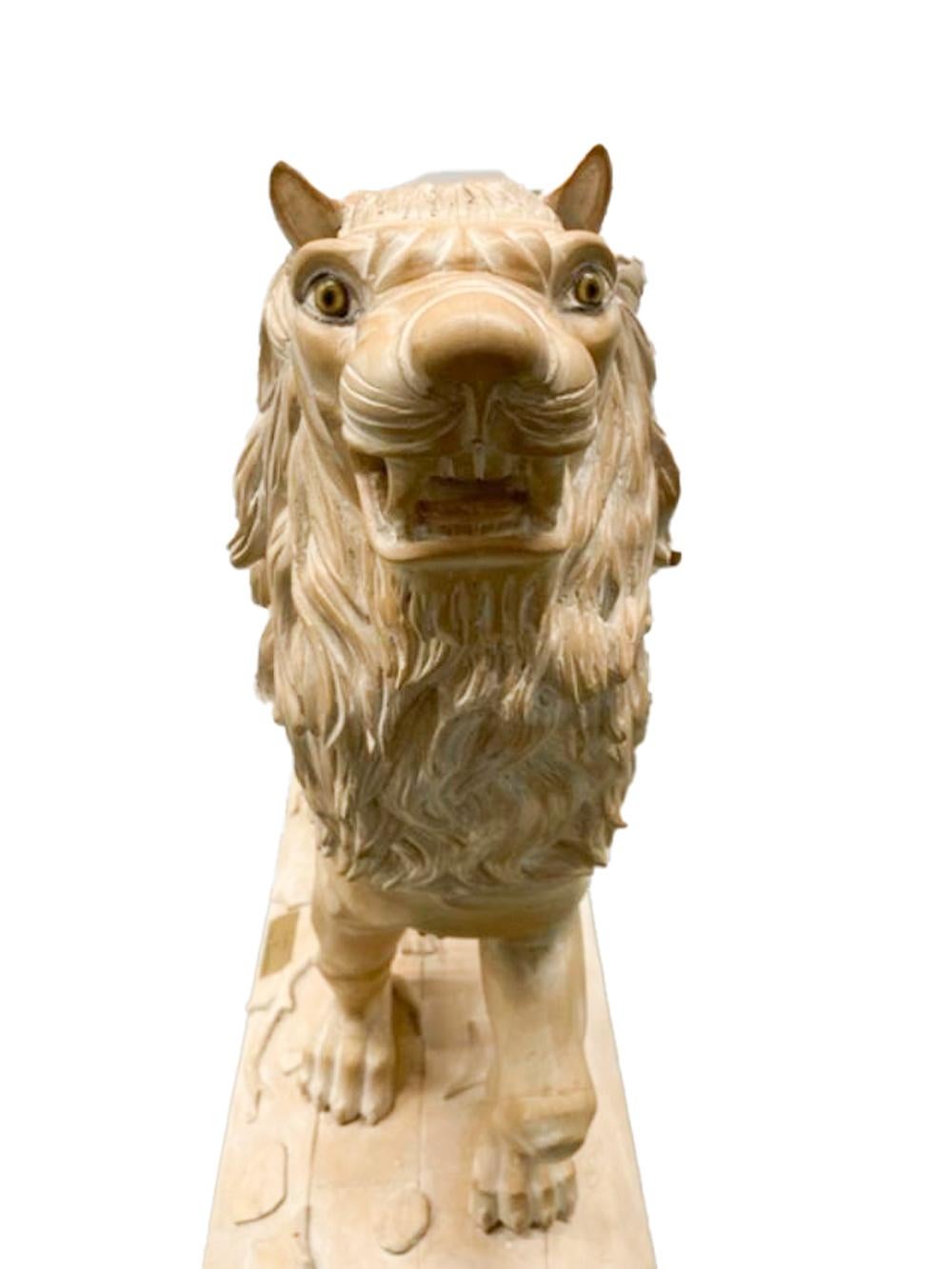 Vintage Folk Art Carved Wood Juvenile Size Carousel Figure of a Standing Lion  For Sale 4