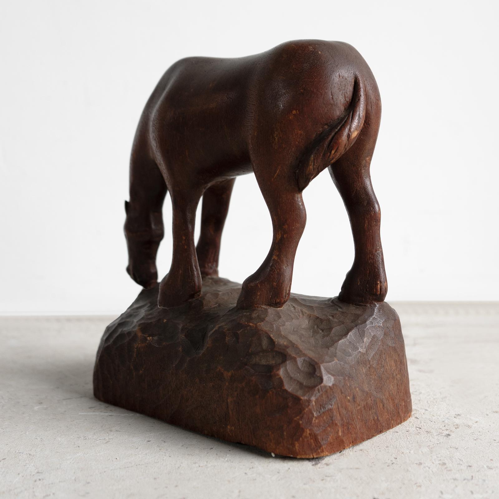 Scultura di cavallo in legno intagliato Art Carved d'epoca, metà del 20° secolo 2