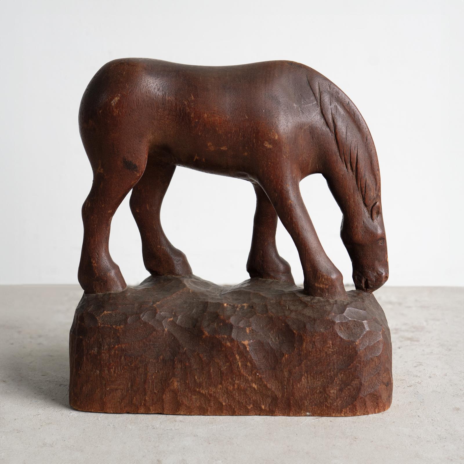 Legno Scultura di cavallo in legno intagliato Art Carved d'epoca, metà del 20° secolo