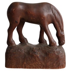 Vintage Folk Art Carved Wooden Horse Sculpture, Mid 20Th Century