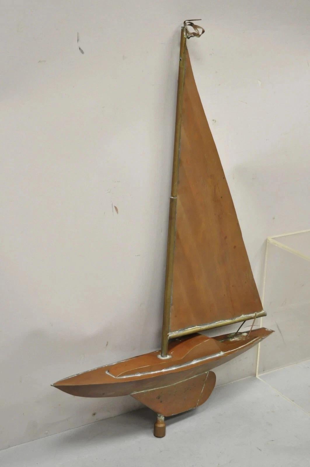 Vintage Folk Art Copper Sailboat Ship 38