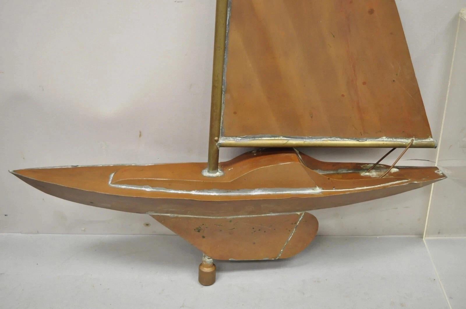 Unknown Vintage Folk Art Copper Sailboat Ship 38