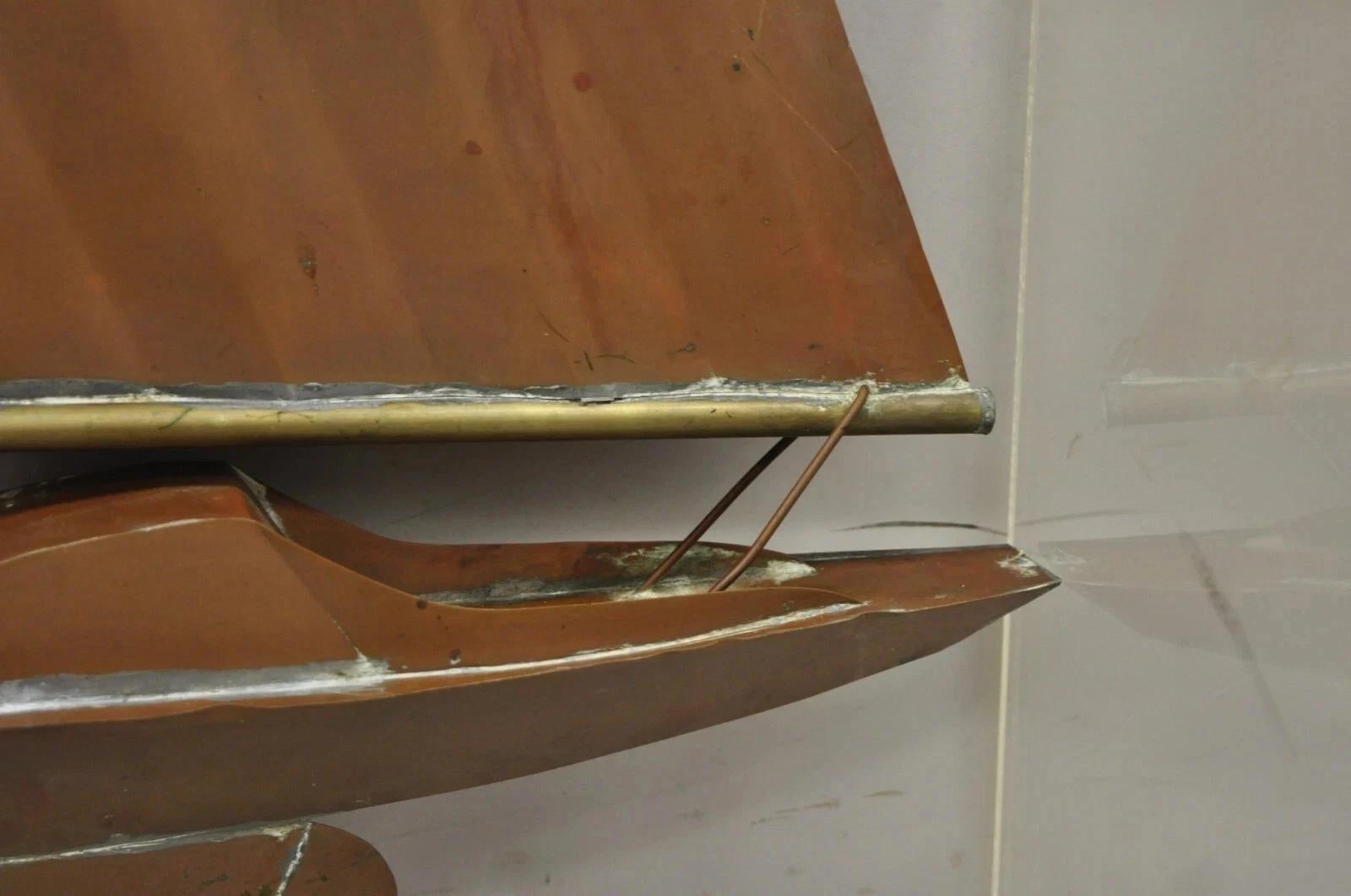 Vintage Folk Art Copper Sailboat Ship 38