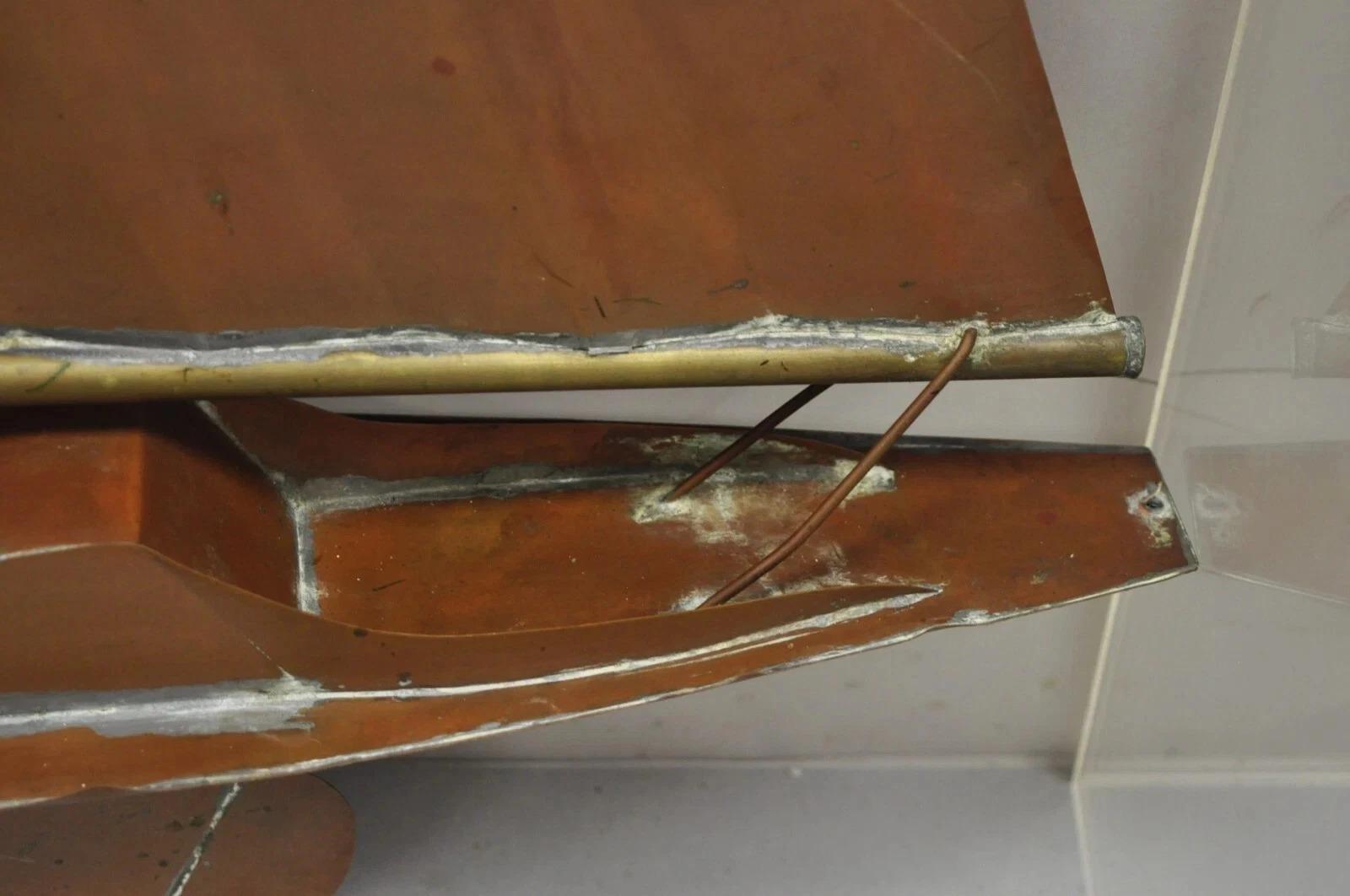 Vintage Folk Art Copper Sailboat Ship 38