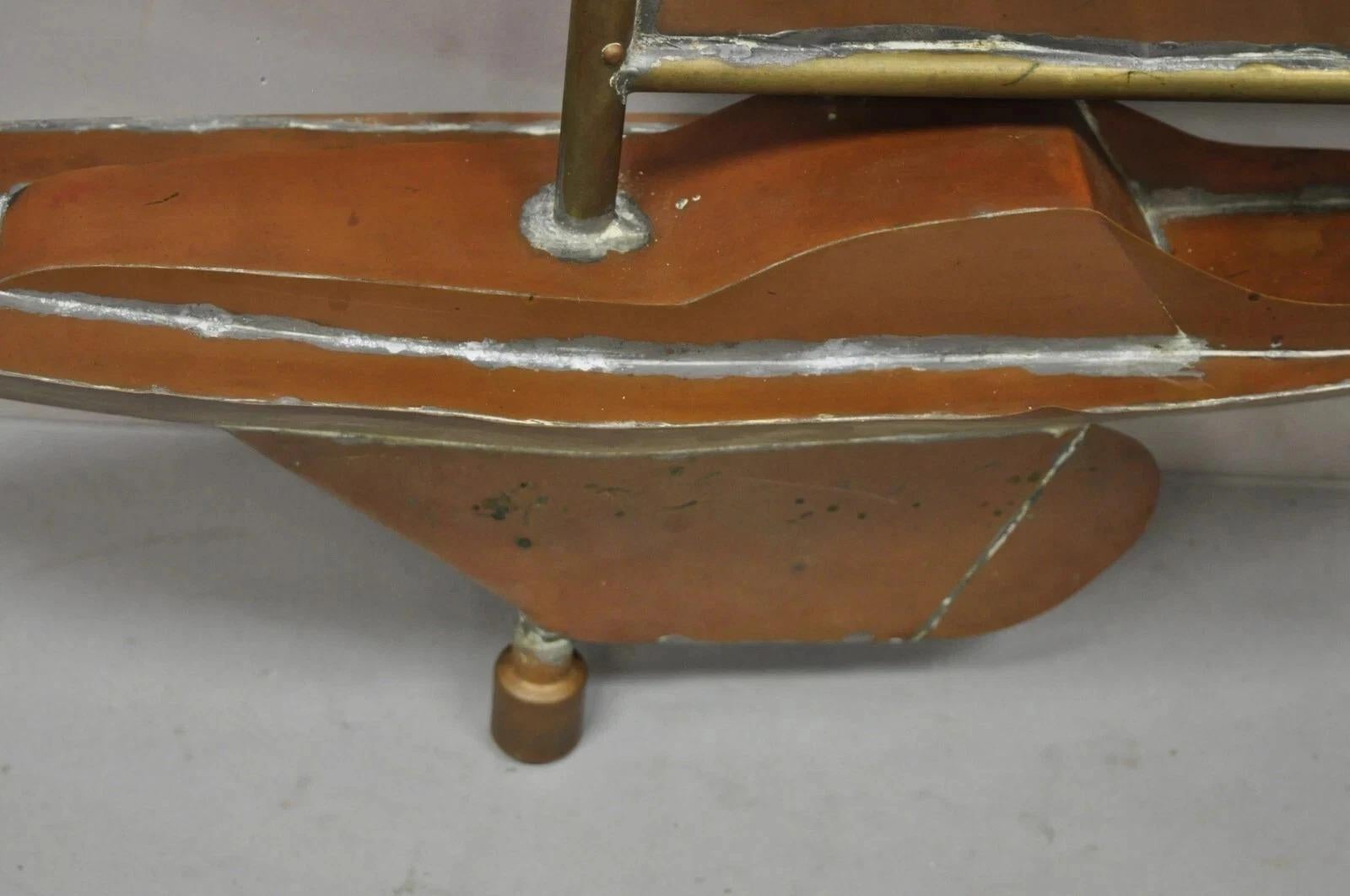 Vintage Folk Art Copper Sailboat Ship 38