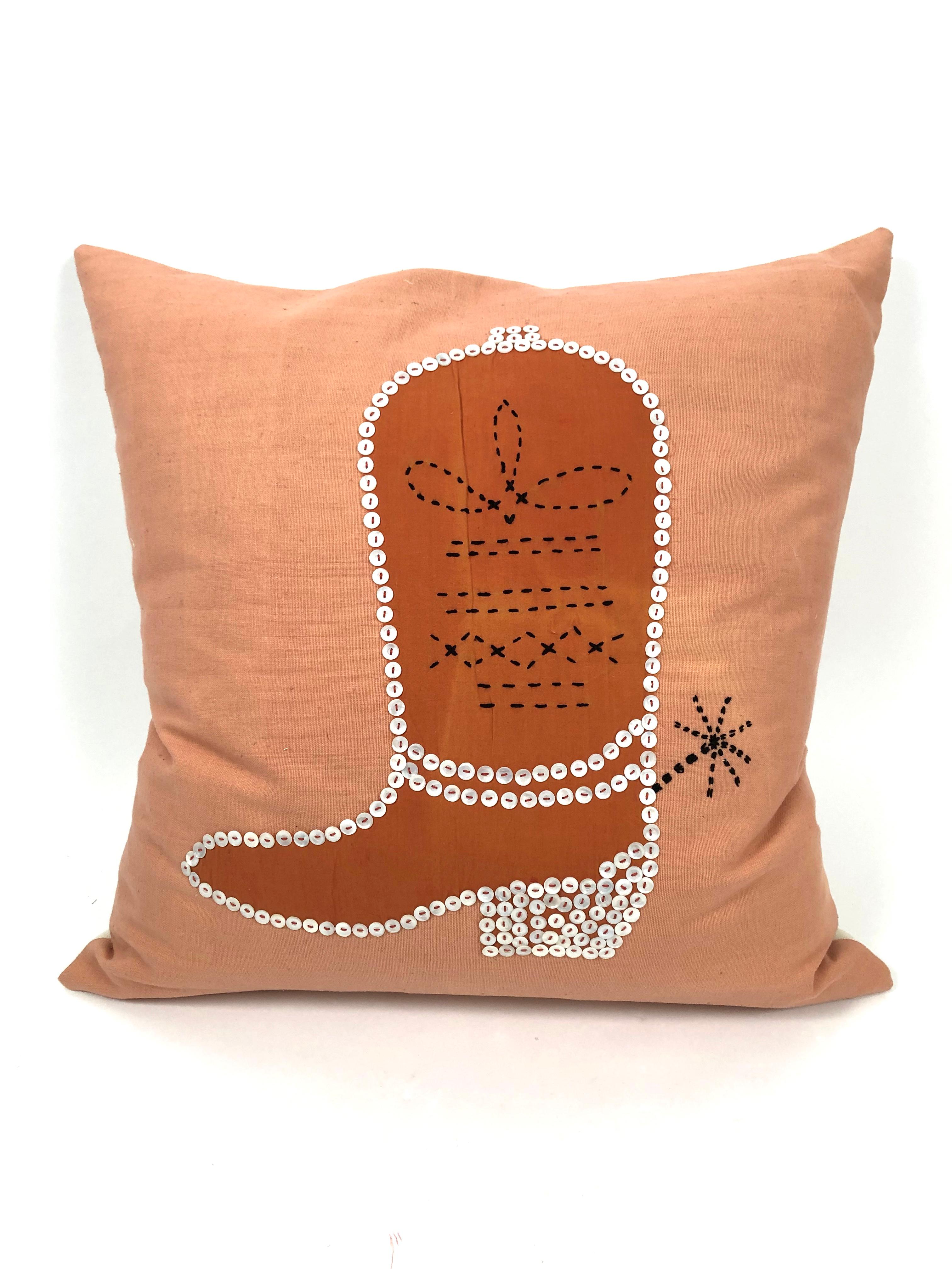 American Vintage Folk Art Burnt Orange Cowboy Boot Pillows