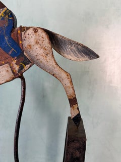 Vintage Folk Art Cowboy auf Pferd balancierende Skulptur