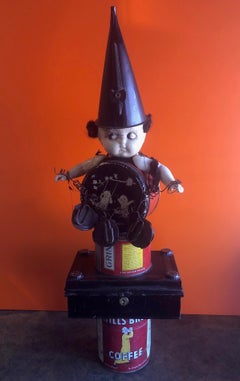 Vintage Folk Art Doll / Coffee Cans with Articulating Arms