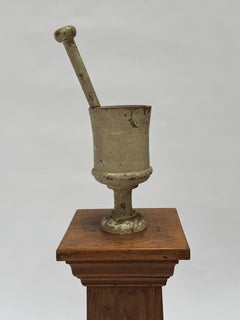 Vintage Folk Art / Early Pharmacy Wooden Signage of Pestle & Mortar 19th Century