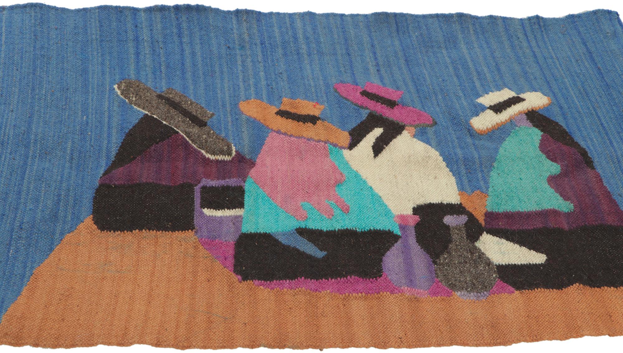 Mexican Vintage Folk Art Ecuadorian Tapestry with Olga Fisch Style For Sale
