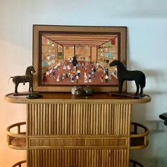 "Vintage Folk Art General Store Scene", Firmado M. Stevens - Naive Americana