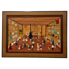“Vintage Folk Art General Store Scene, Signed M. Stevens — Naive Americana “Vintage Folk Art General Store Scene, Signed M. Stevens — Naive Americana