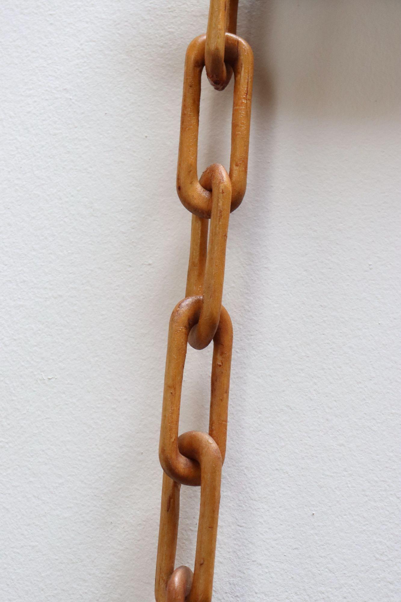 Vintage Folk Art Carved and Painted Dual Ball in Cage Whimsy Chain (Chaîne fantaisie) en vente 7