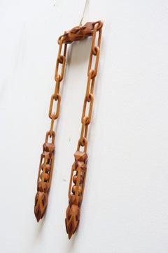 Vintage Folk Art Hand-Carved Dual Ball in Cage Whimsy Chain