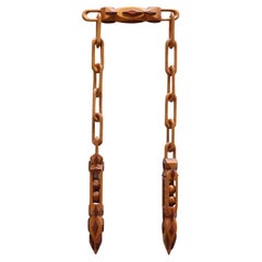 Vintage Folk Art Carved and Painted Dual Ball in Cage Whimsy Chain (Chaîne fantaisie)