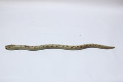 Vintage Folk Art Sculpture de serpent sculptée et peinte à la main