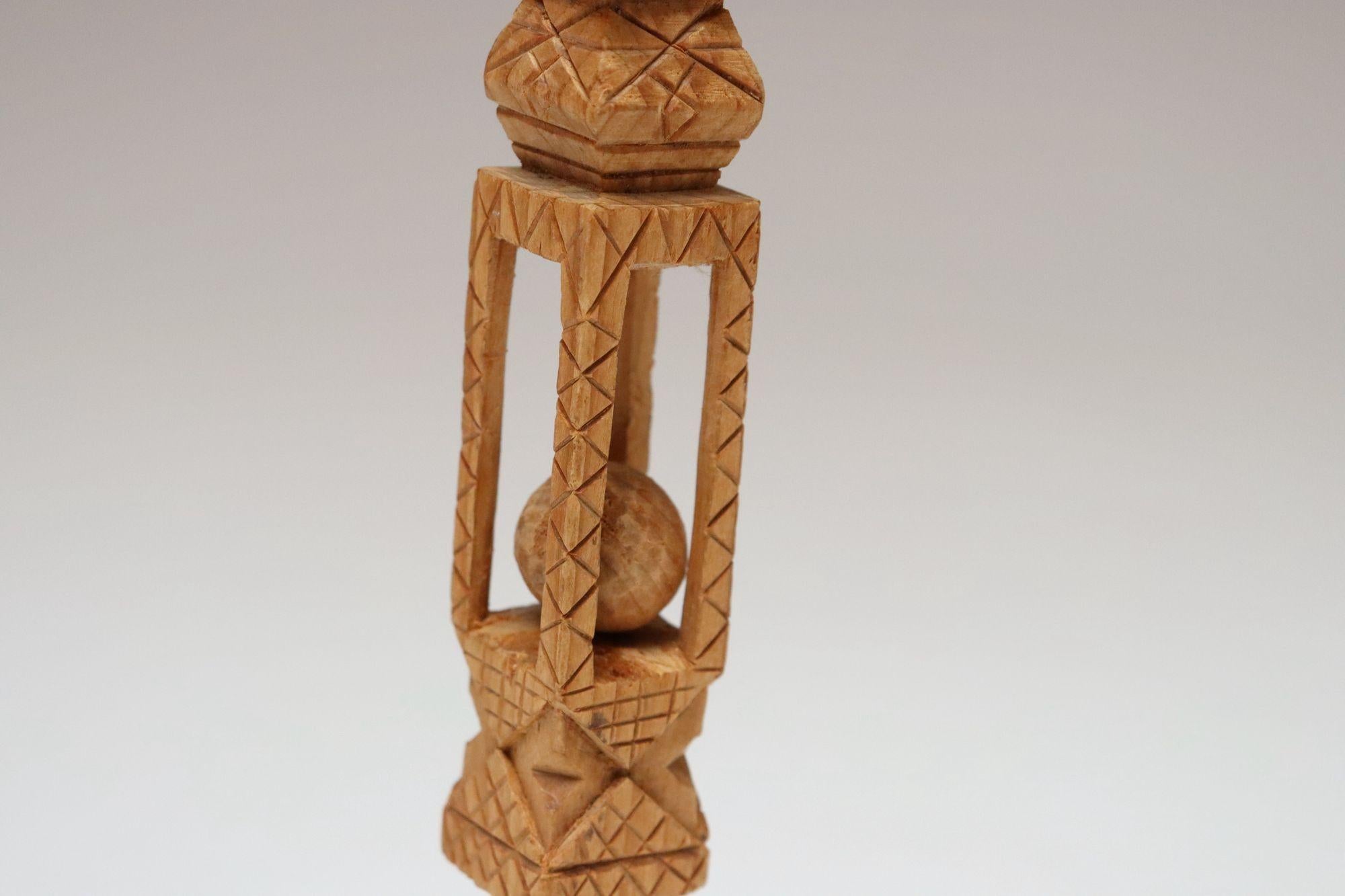 Vintage Folk Art Carved Hand Hand-Carved 