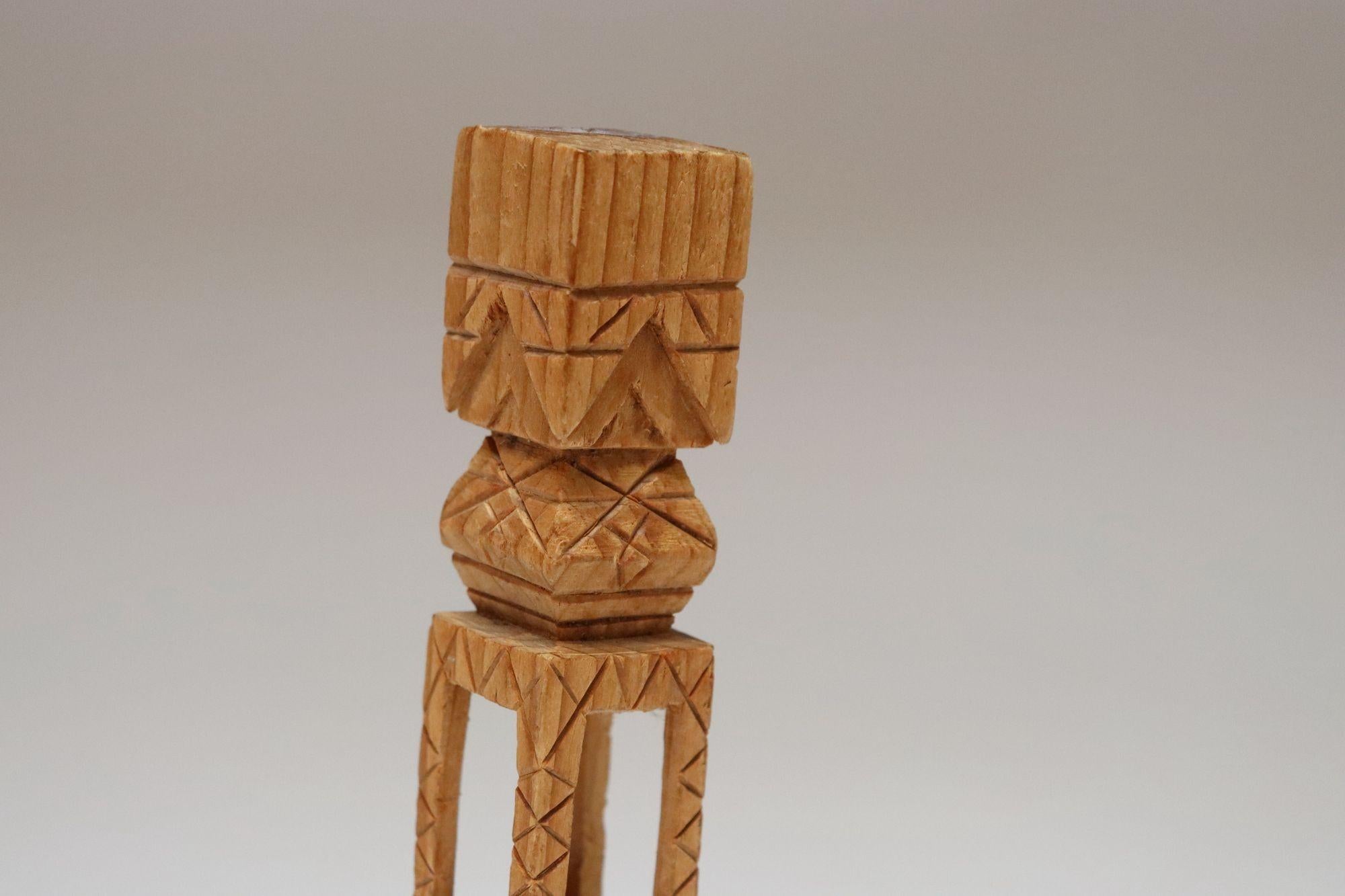 Vintage Folk Art Carved Hand Hand-Carved 