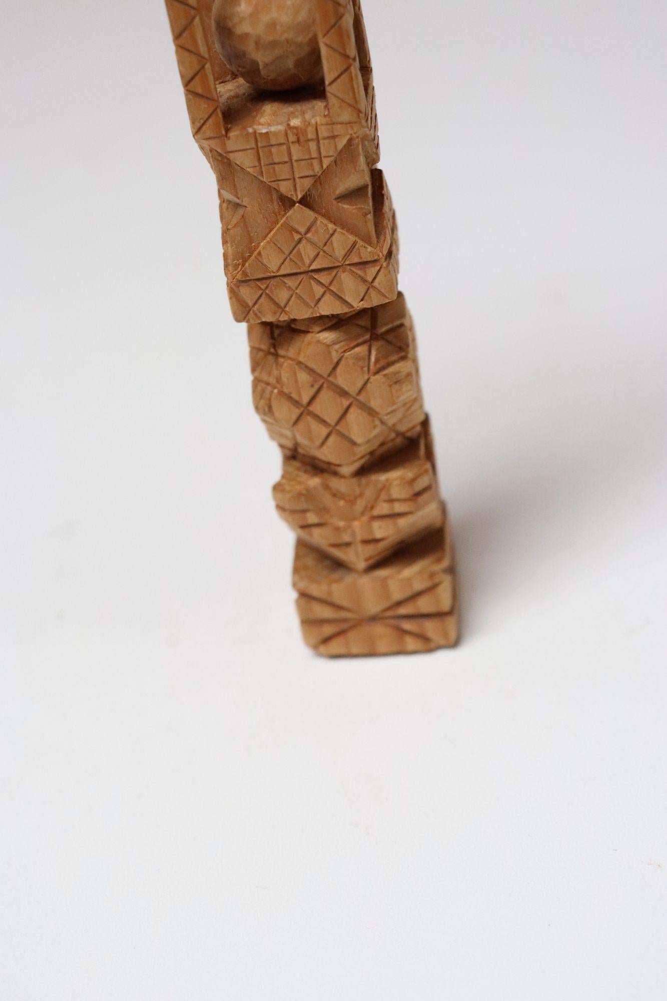 Vintage Folk Art Carved Hand Hand-Carved 