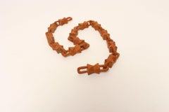 Vintage Folk Art Hand-Carved Bow Tie Whimsy Chain