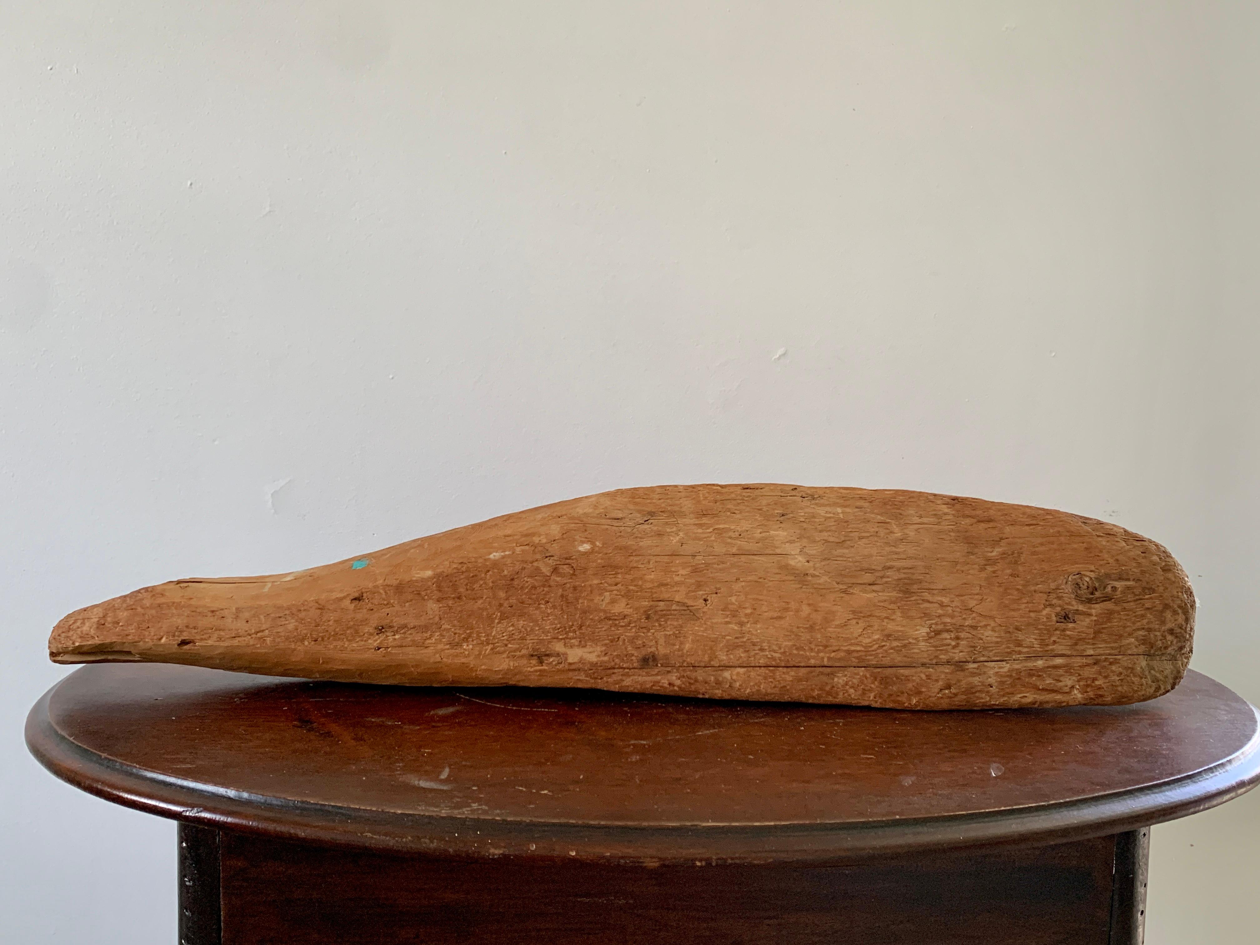 Vintage Folk Art Hand Carved Driftwood Whale Sculpture or Door Stop For Sale 4