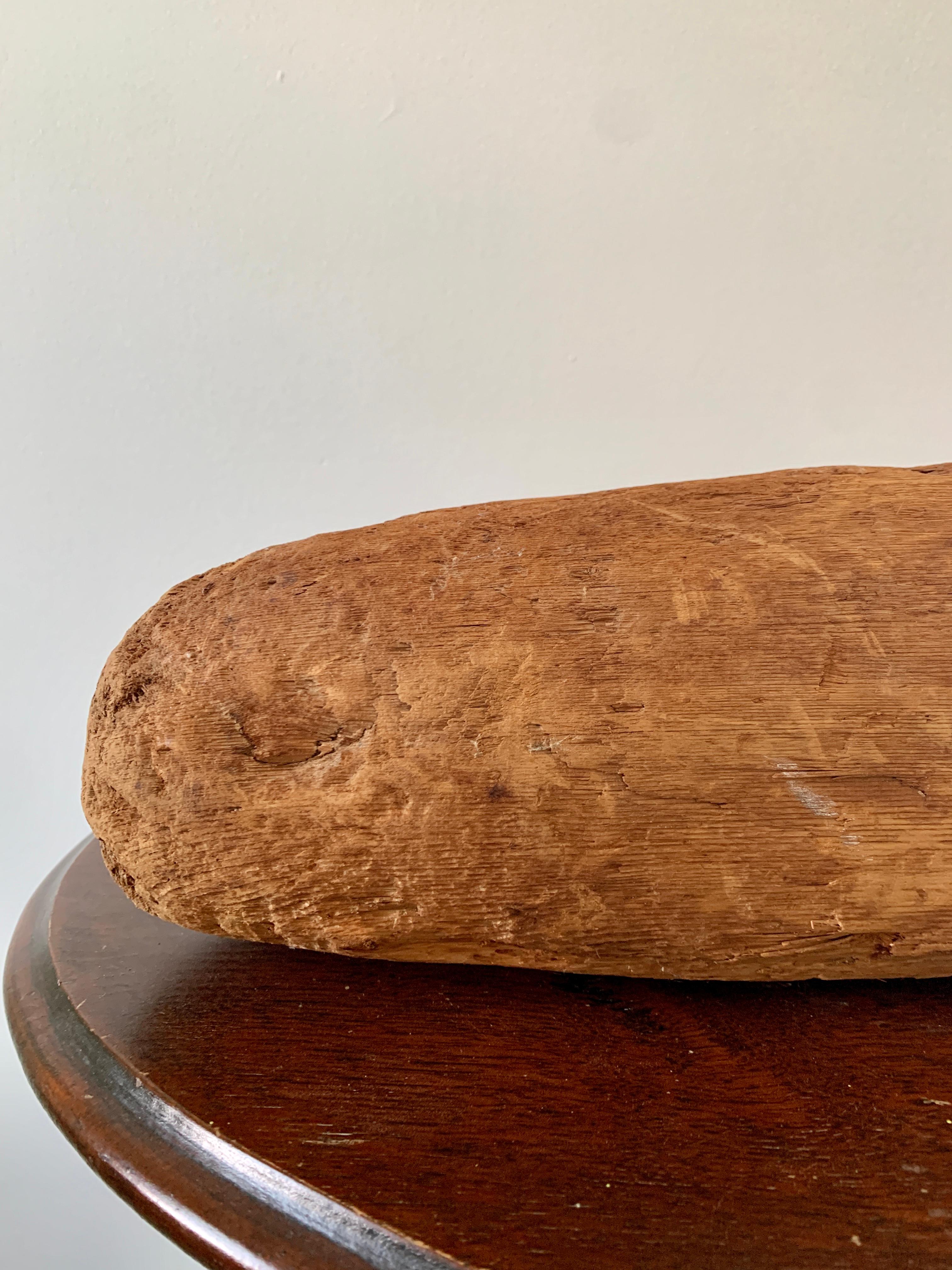 Vintage Folk Art Hand Carved Driftwood Whale Sculpture or Door Stop In Good Condition For Sale In Elkhart, IN