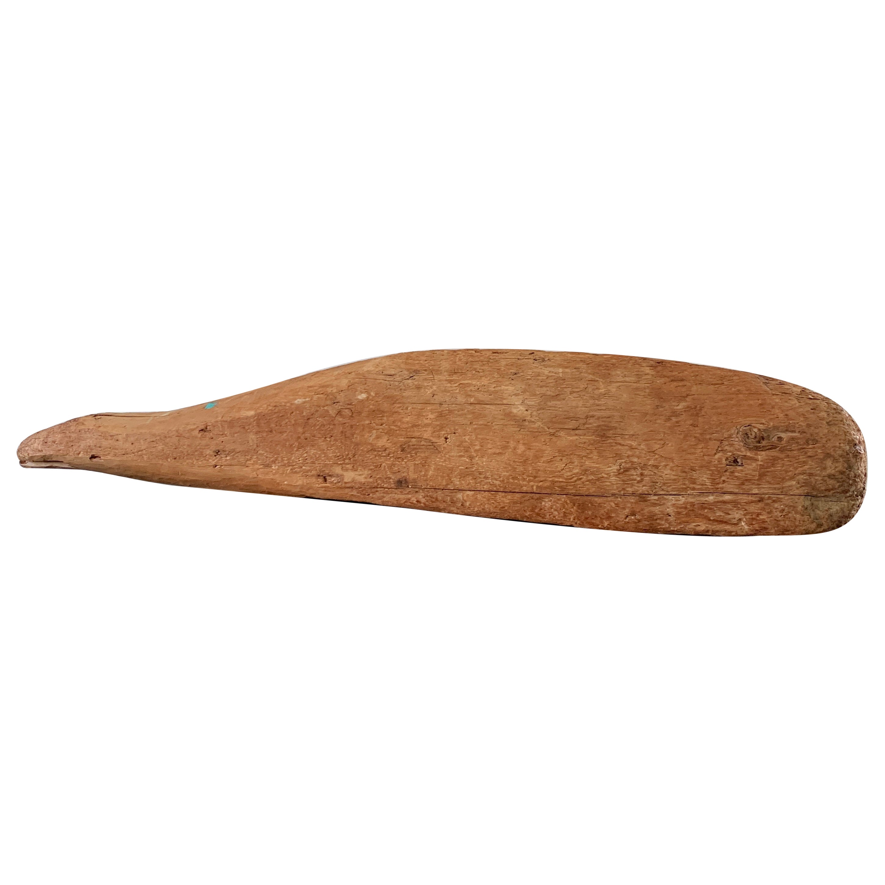 Vintage Folk Art Hand Carved Driftwood Whale Sculpture or Door Stop