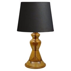 Vintage Folk Art Hand Crafted Hourglass Sculptural Solid Wood Table Lamp