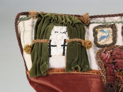 Vintage Folk Art Hand-Made Pillow Imported from England of a Room Setting