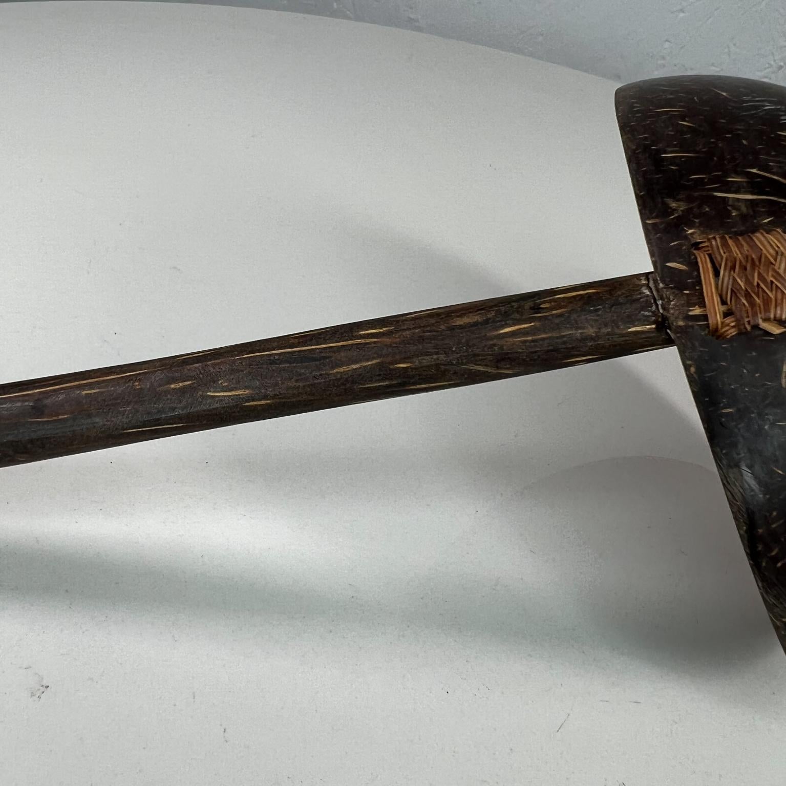 Vintage Folk Art Handmade Kokosnuss Palm Holz Löffel Schöpflöffel 5