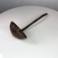 Vintage Folk Art Handmade Coconut Palm Wood Spoon Ladle