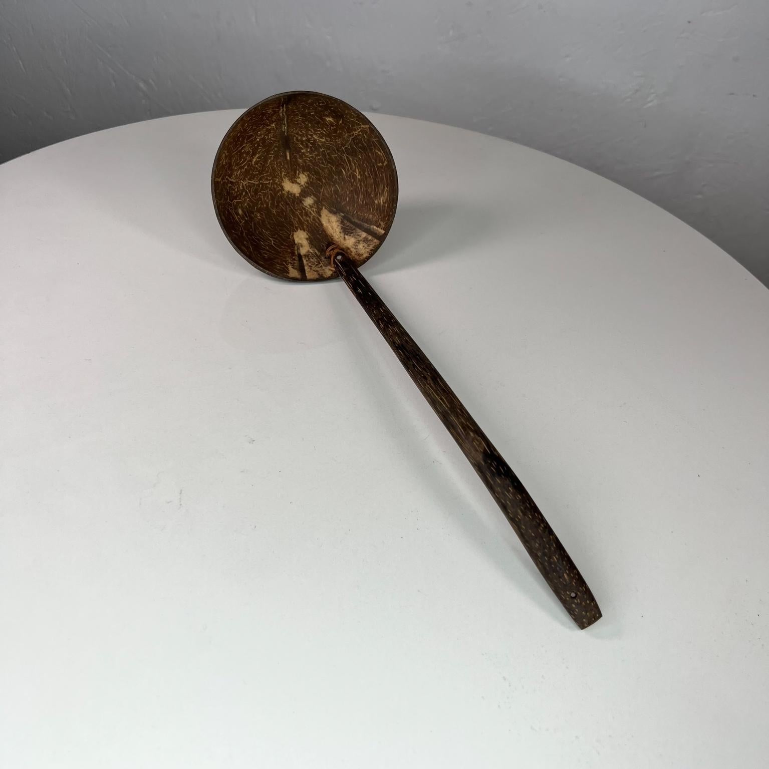 Mid-Century Modern Vintage Folk Art Handmade Coconut Palm Wood Spoon Ladle