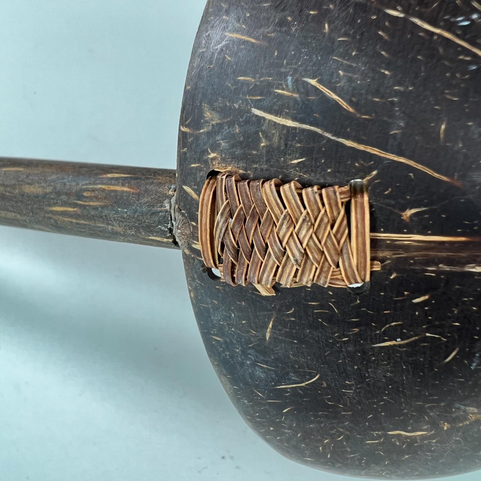Vintage Folk Art Handmade Coconut Palm Wood Spoon Ladle 1