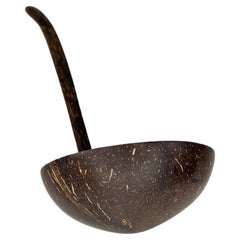 Vintage Folk Art Handmade Coconut Palm Wood Spoon Ladle