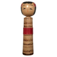 Bambola Kokeshi d'arte popolare vintage in stile Yajiro firmata Giappone