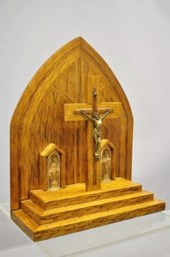 Vintage Folk Art Matchstick Prison Tramp Art Crucifix Jesus Christ Sculpture