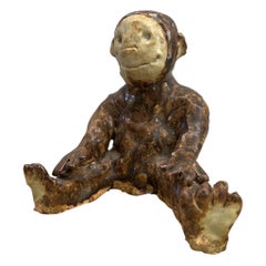 Retro Folk Art Monkey Sculpture