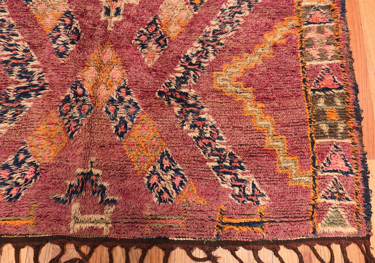 Hand-Knotted Vintage Folk Art Moroccan Rug. 6 ft. 4 in x 12 ft. 2 in For Sale
