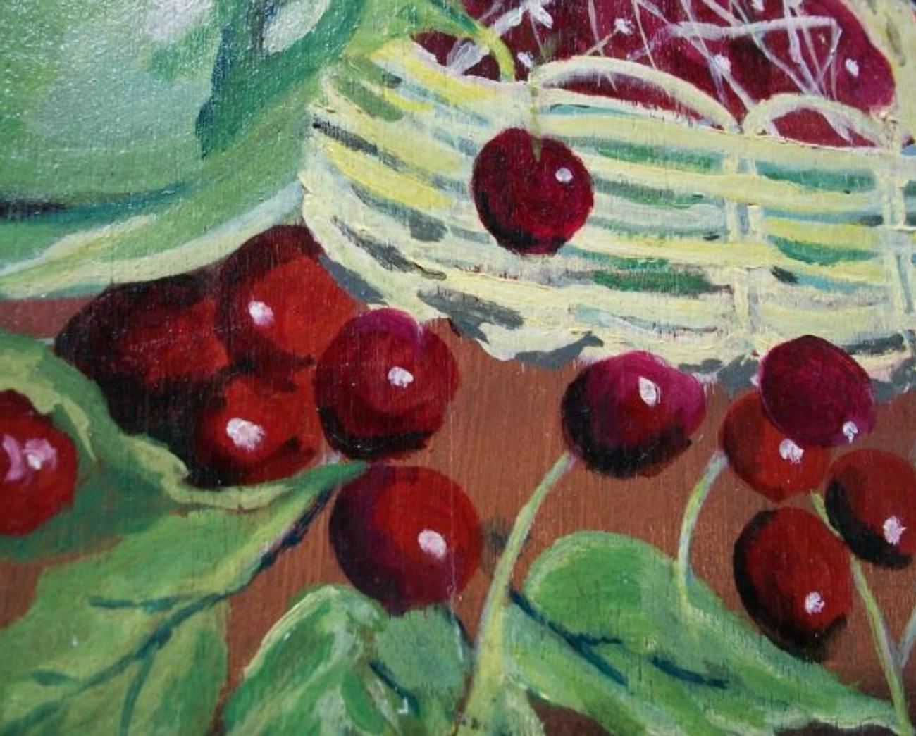 Arte popolare Pittura folkloristica d'epoca su pannello - 'Odd's & Sod's by Winifred' - 20° Secolo in vendita