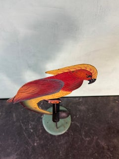 Vintage Folk Art Parrot Balancing Kinetic Sculpture