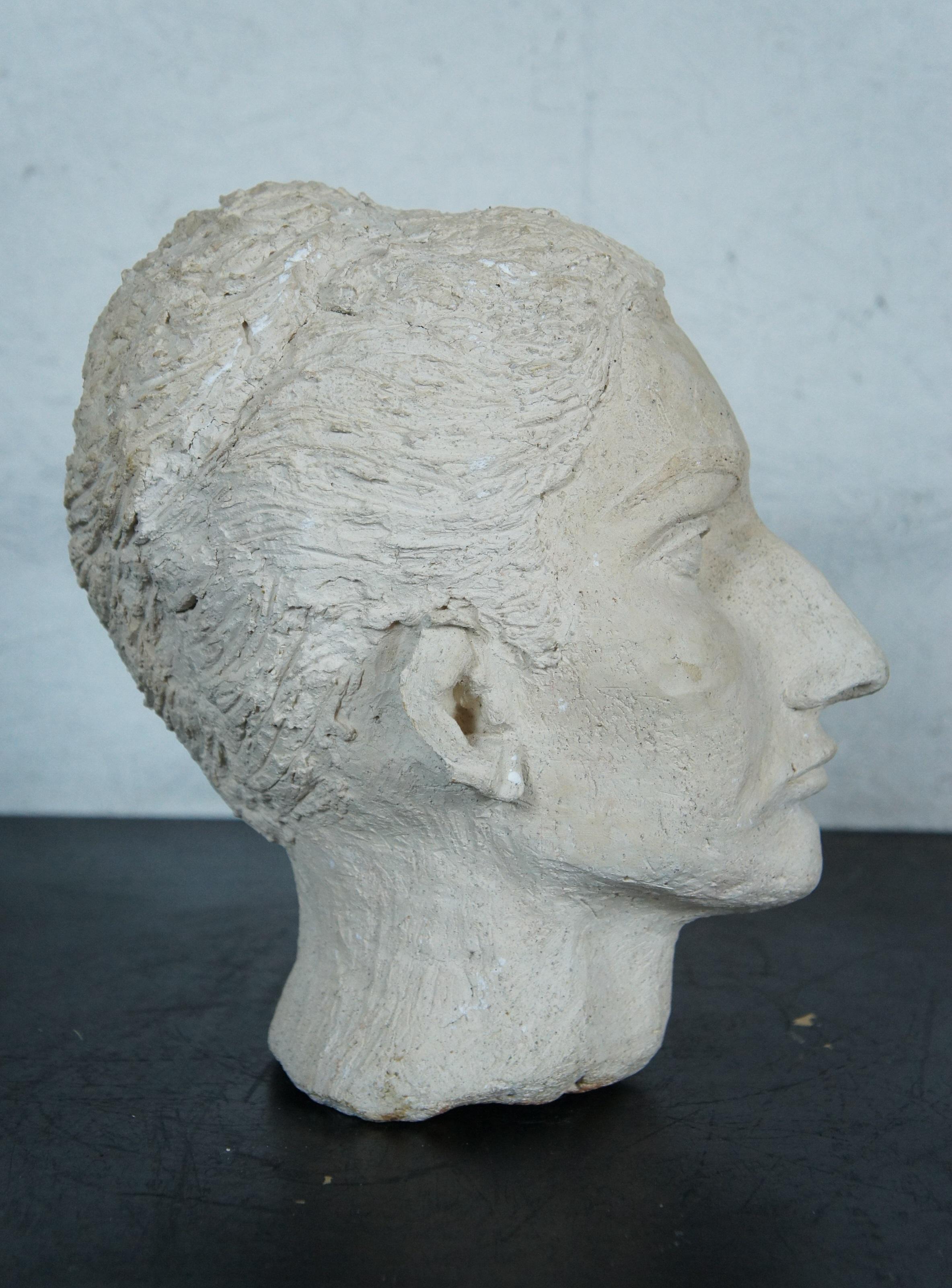 Escultura clásica de escayola con cabeza de busto de mujer de 11 pulgadas Yeso en venta