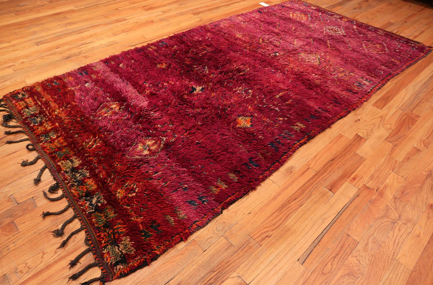Vintage Folk Art Purple Moroccan Rug. Size: 6 ft. x 12 ft. In Excellent Condition For Sale In New York, NY