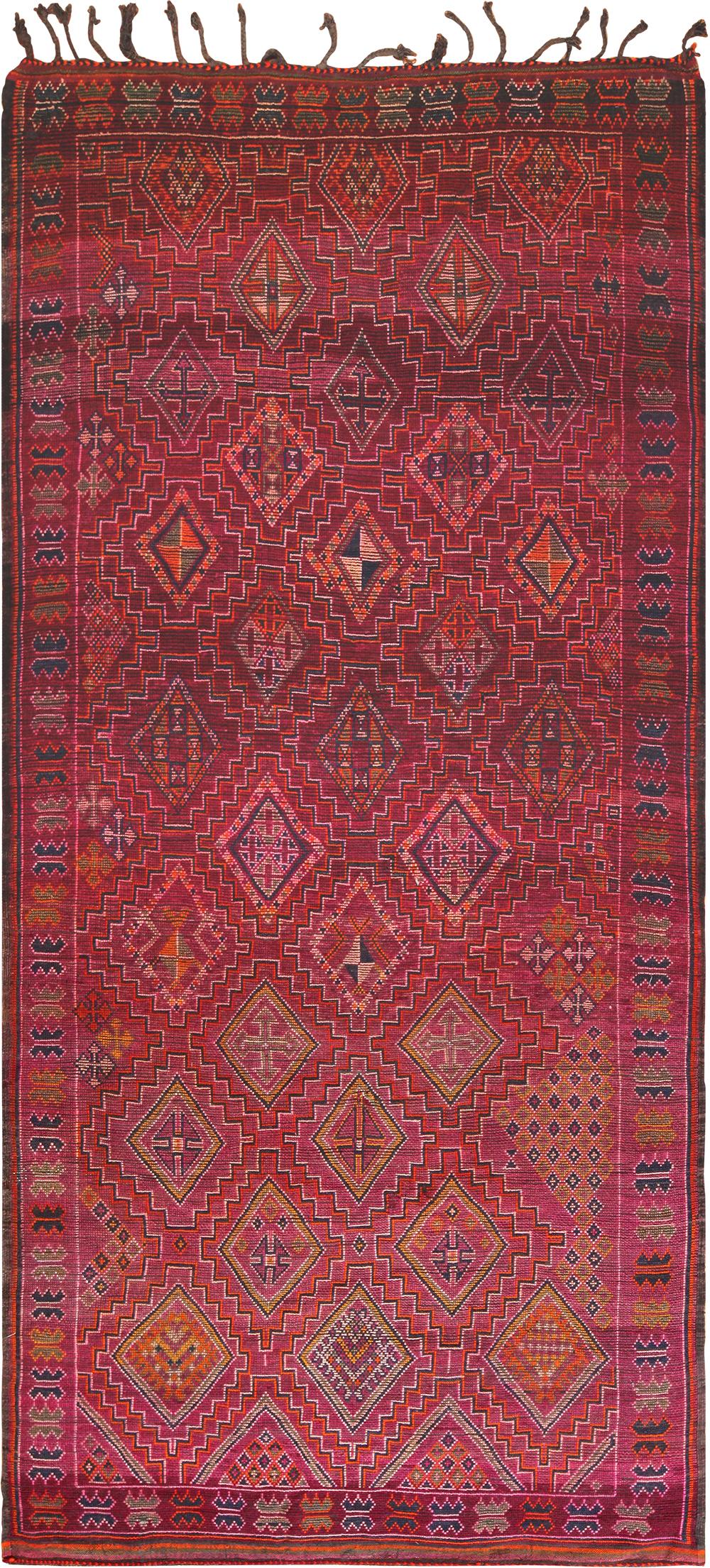 Beautiful Folk Art midcentury vintage purple Moroccan rug, country of origin: Morocco, date circa mid-20th century. Size: 6 ft. x 12 ft. (1.83 m x 3.66 m).