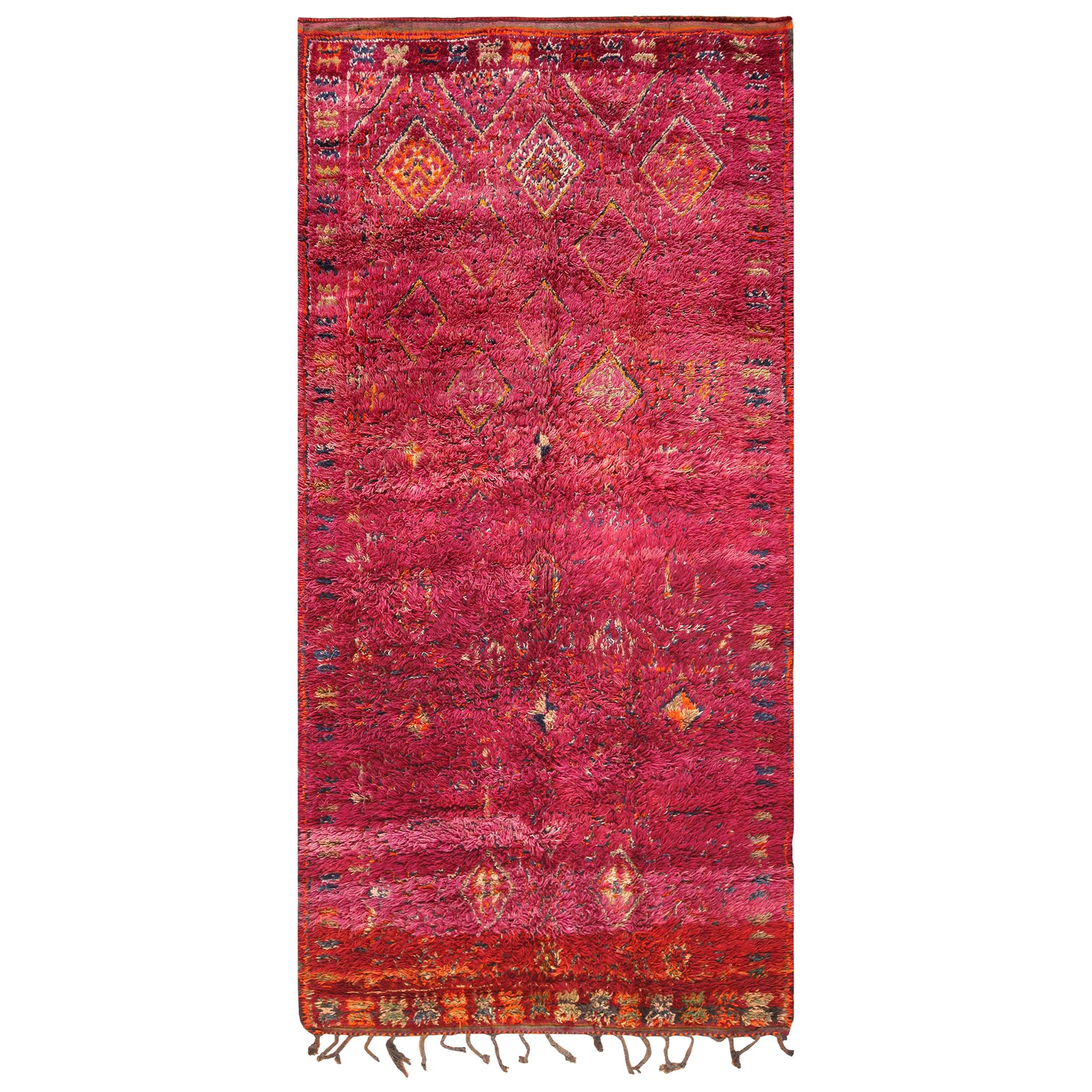 Vintage Folk Art Purple Moroccan Rug. Size: 6 ft. x 12 ft. For Sale