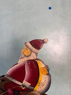 Vintage Folk Art Santa Claus on Reindeer Balancing Kinetic Sculptured