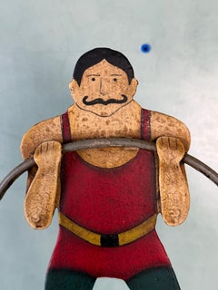 Vintage Folk Art Strongman Carnival Balance Toy Sculpture